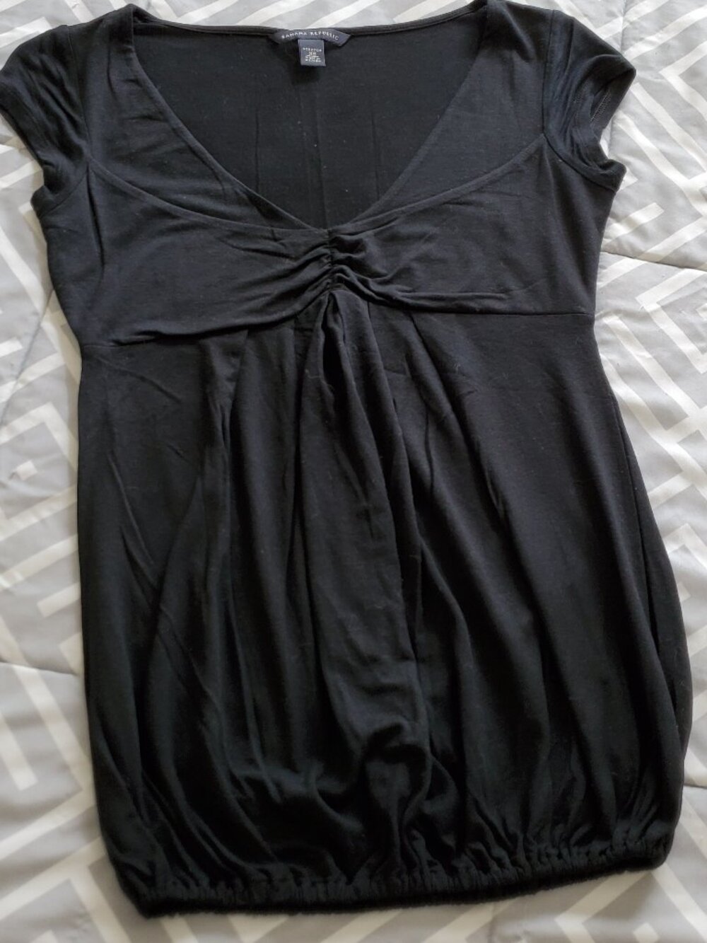 Banana Republic Black Elastic Blouson Hem Shirt Top